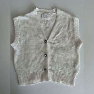 Zara Girls White Sweater Vest Bejeweled Buttons 9-10